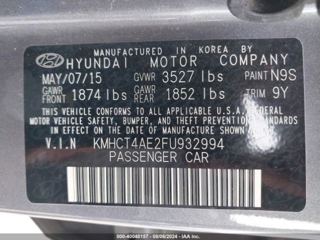 Photo 8 VIN: KMHCT4AE2FU932994 - HYUNDAI ACCENT 