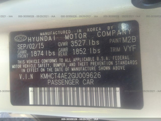 Photo 8 VIN: KMHCT4AE2GU009626 - HYUNDAI ACCENT 