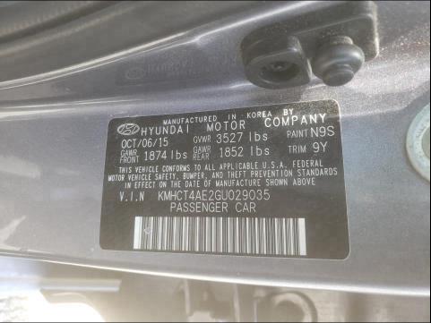 Photo 9 VIN: KMHCT4AE2GU029035 - HYUNDAI ACCENT SE 