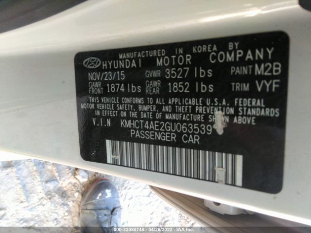 Photo 8 VIN: KMHCT4AE2GU063539 - HYUNDAI ACCENT 