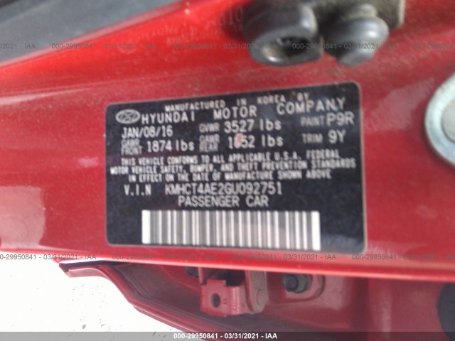 Photo 8 VIN: KMHCT4AE2GU092751 - HYUNDAI ACCENT 