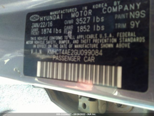 Photo 8 VIN: KMHCT4AE2GU099084 - HYUNDAI ACCENT 