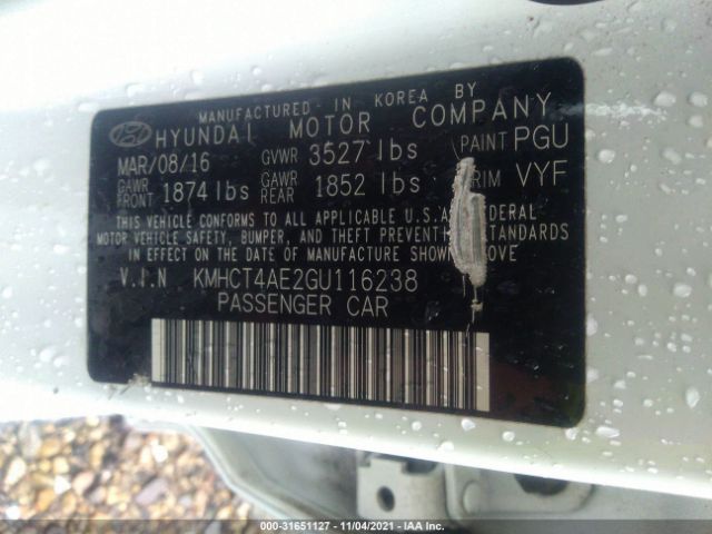 Photo 8 VIN: KMHCT4AE2GU116238 - HYUNDAI ACCENT 