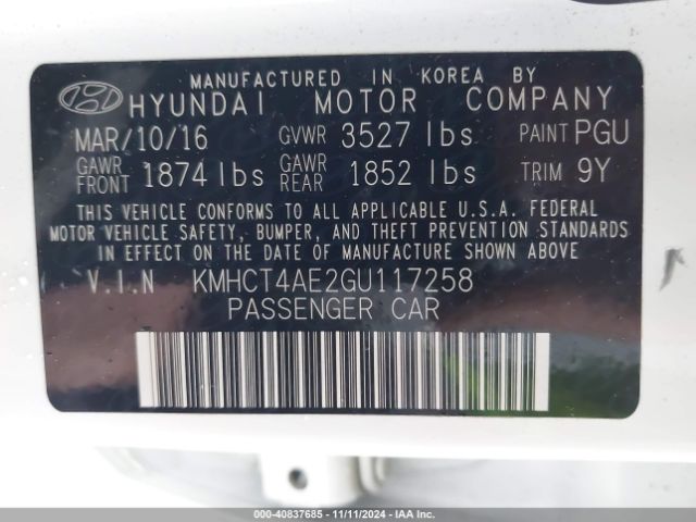 Photo 8 VIN: KMHCT4AE2GU117258 - HYUNDAI ACCENT 