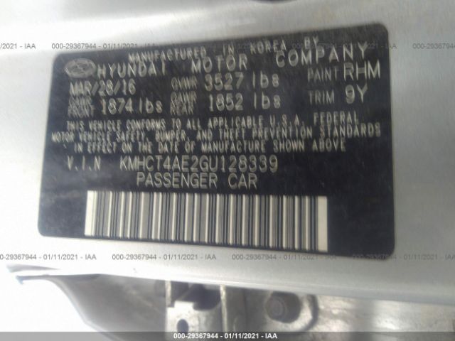 Photo 8 VIN: KMHCT4AE2GU128339 - HYUNDAI ACCENT 