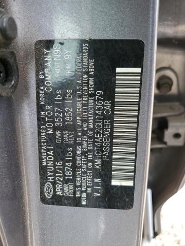 Photo 12 VIN: KMHCT4AE2GU143679 - HYUNDAI ACCENT SE 