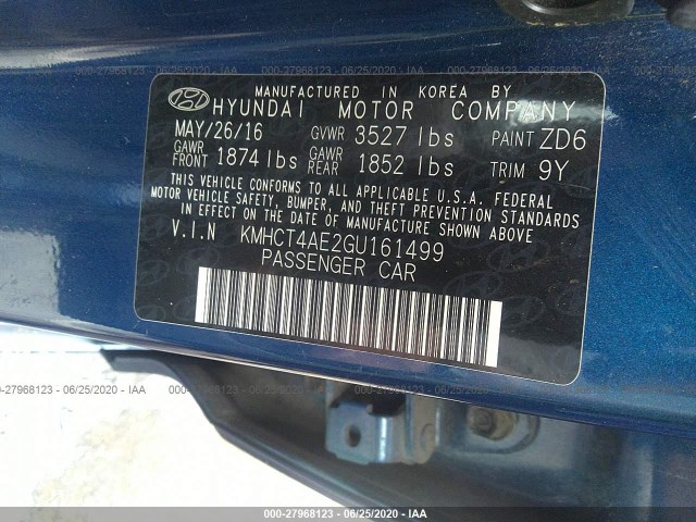 Photo 8 VIN: KMHCT4AE2GU161499 - HYUNDAI ACCENT 