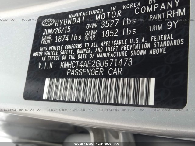 Photo 8 VIN: KMHCT4AE2GU971473 - HYUNDAI ACCENT 