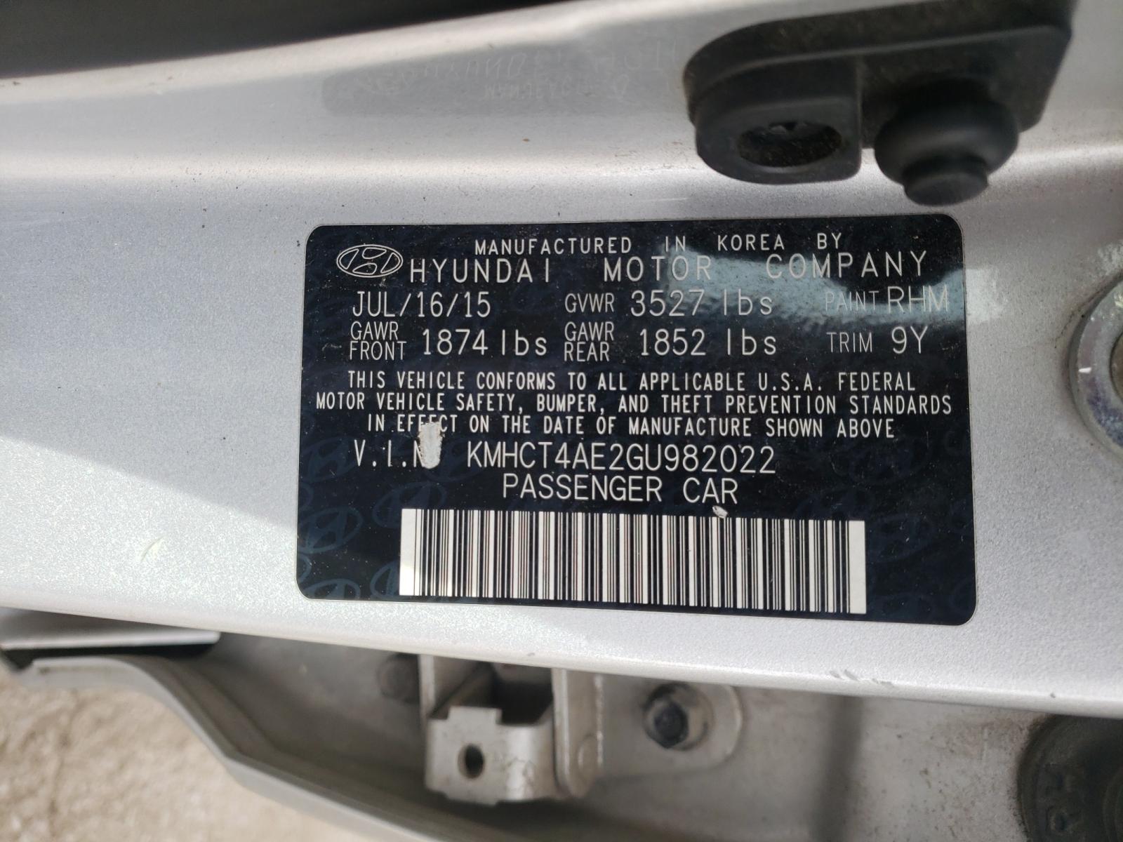 Photo 9 VIN: KMHCT4AE2GU982022 - HYUNDAI ACCENT SE 