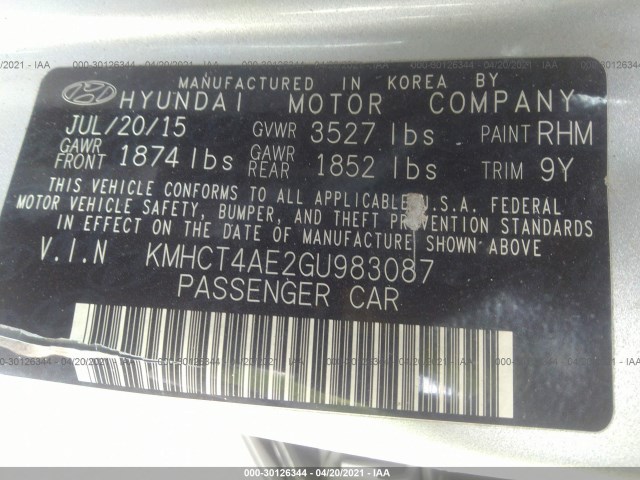 Photo 8 VIN: KMHCT4AE2GU983087 - HYUNDAI ACCENT 