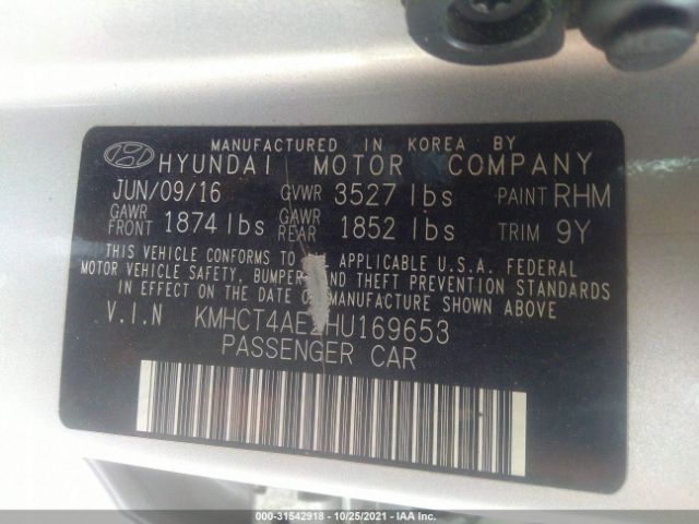 Photo 8 VIN: KMHCT4AE2HU169653 - HYUNDAI ACCENT 