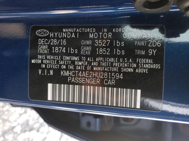 Photo 9 VIN: KMHCT4AE2HU281594 - HYUNDAI ACCENT SE 