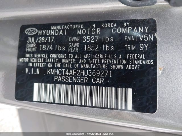 Photo 8 VIN: KMHCT4AE2HU369271 - HYUNDAI ACCENT 