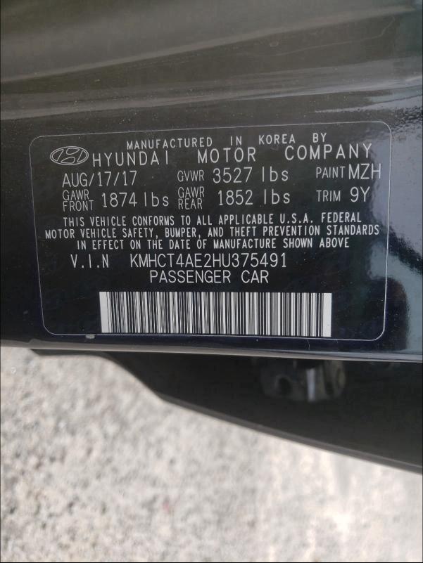 Photo 9 VIN: KMHCT4AE2HU375491 - HYUNDAI ACCENT SE 