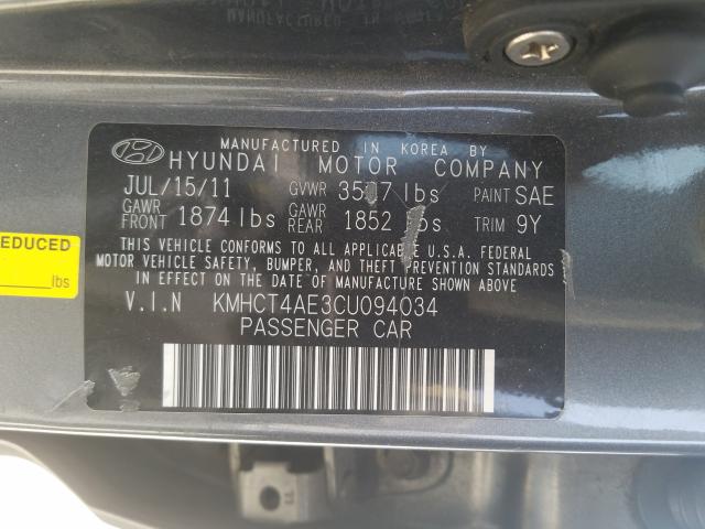 Photo 9 VIN: KMHCT4AE3CU094034 - HYUNDAI ACCENT GLS 