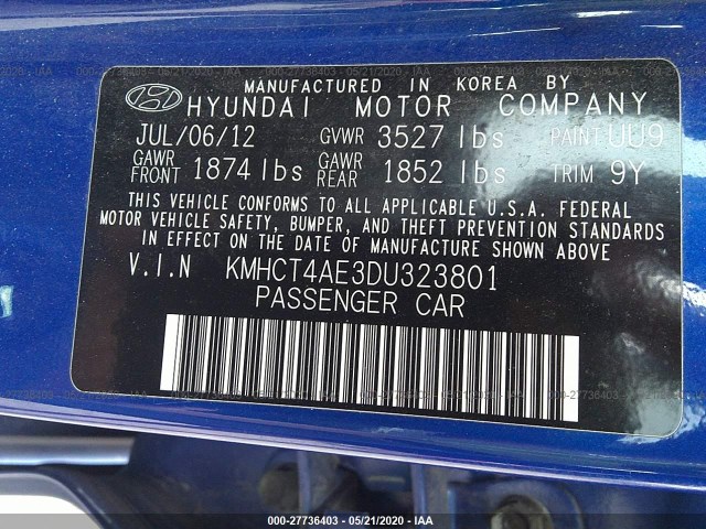 Photo 8 VIN: KMHCT4AE3DU323801 - HYUNDAI ACCENT 