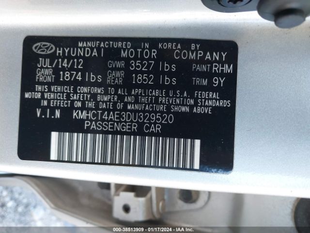 Photo 8 VIN: KMHCT4AE3DU329520 - HYUNDAI ACCENT 