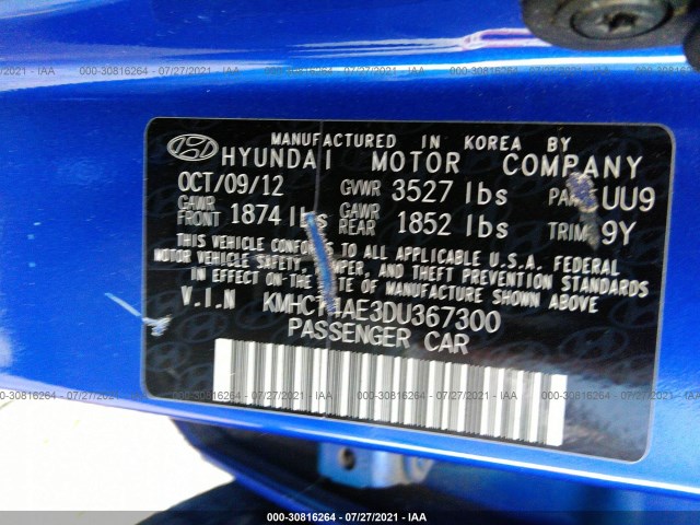 Photo 8 VIN: KMHCT4AE3DU367300 - HYUNDAI ACCENT 