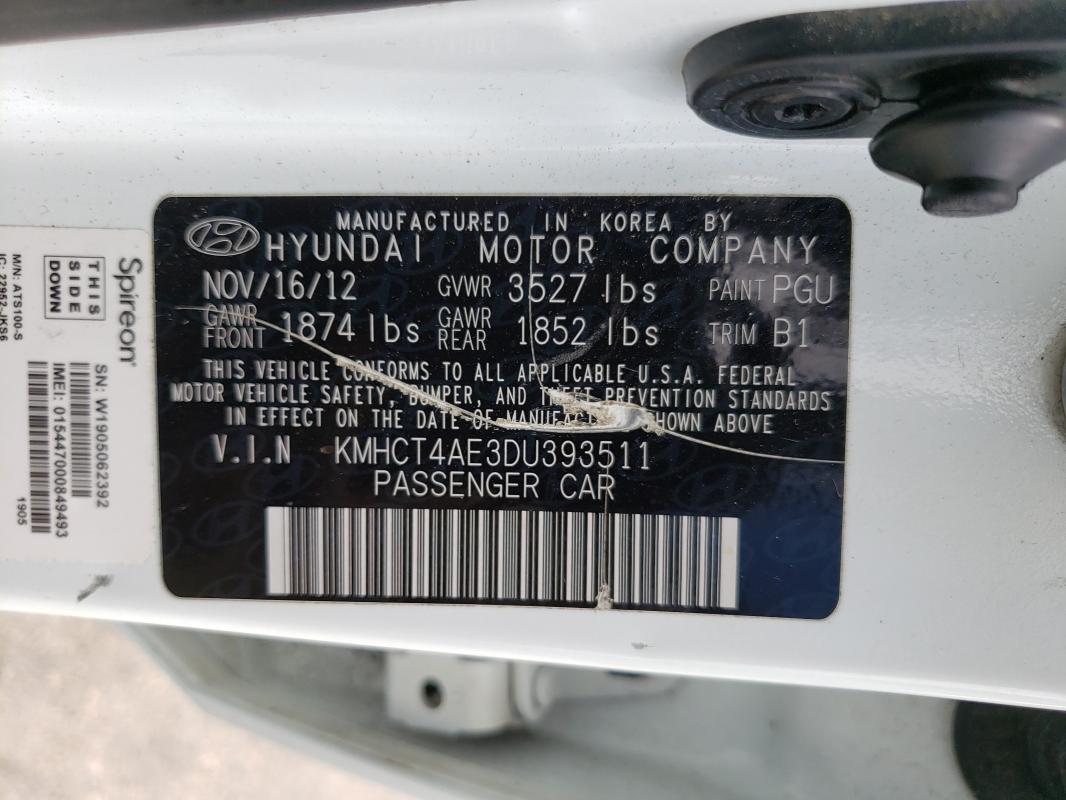 Photo 9 VIN: KMHCT4AE3DU393511 - HYUNDAI ACCENT GLS 