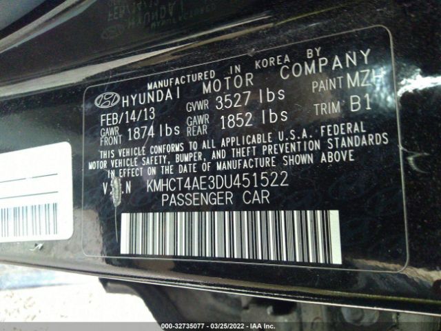 Photo 8 VIN: KMHCT4AE3DU451522 - HYUNDAI ACCENT 