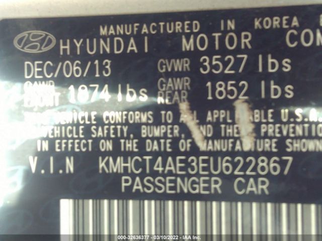 Photo 8 VIN: KMHCT4AE3EU622867 - HYUNDAI ACCENT 