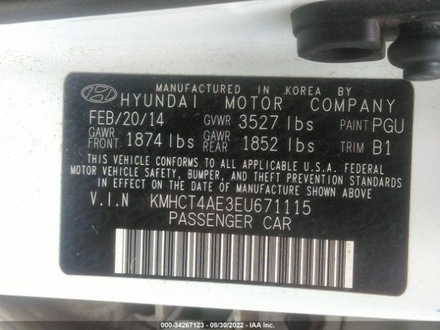 Photo 8 VIN: KMHCT4AE3EU671115 - HYUNDAI ACCENT 