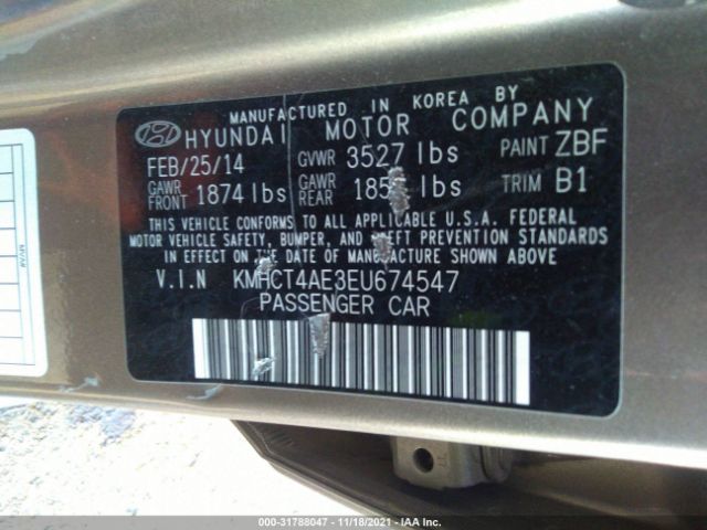 Photo 8 VIN: KMHCT4AE3EU674547 - HYUNDAI ACCENT 