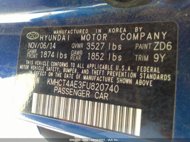 Photo 8 VIN: KMHCT4AE3FU820740 - HYUNDAI ACCENT 