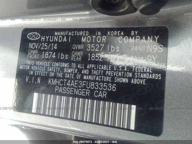 Photo 8 VIN: KMHCT4AE3FU833536 - HYUNDAI ACCENT 