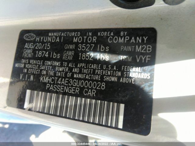 Photo 8 VIN: KMHCT4AE3GU000028 - HYUNDAI ACCENT 