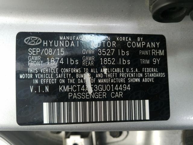 Photo 9 VIN: KMHCT4AE3GU014494 - HYUNDAI ACCENT SE 