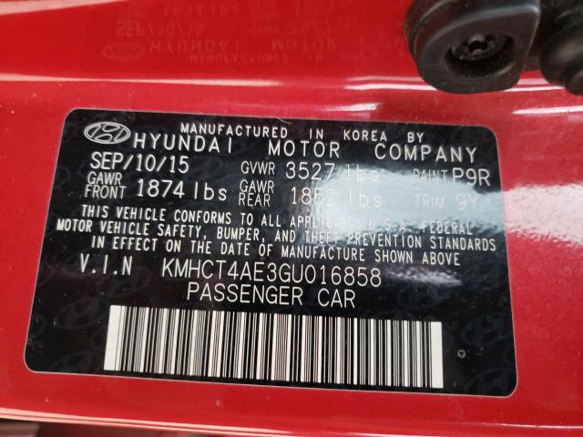 Photo 9 VIN: KMHCT4AE3GU016858 - HYUNDAI ACCENT SE 