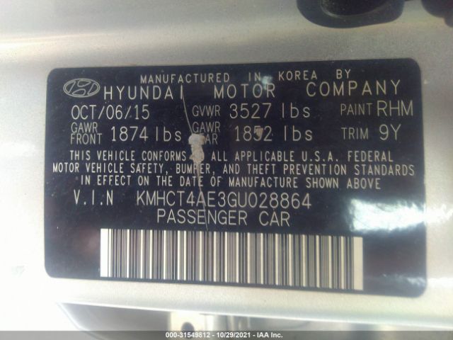 Photo 8 VIN: KMHCT4AE3GU028864 - HYUNDAI ACCENT 