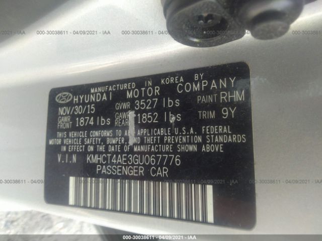 Photo 8 VIN: KMHCT4AE3GU067776 - HYUNDAI ACCENT 