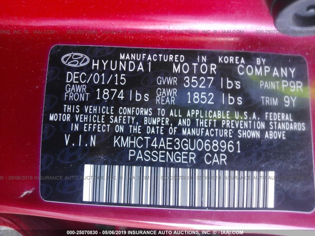 Photo 8 VIN: KMHCT4AE3GU068961 - HYUNDAI ACCENT 