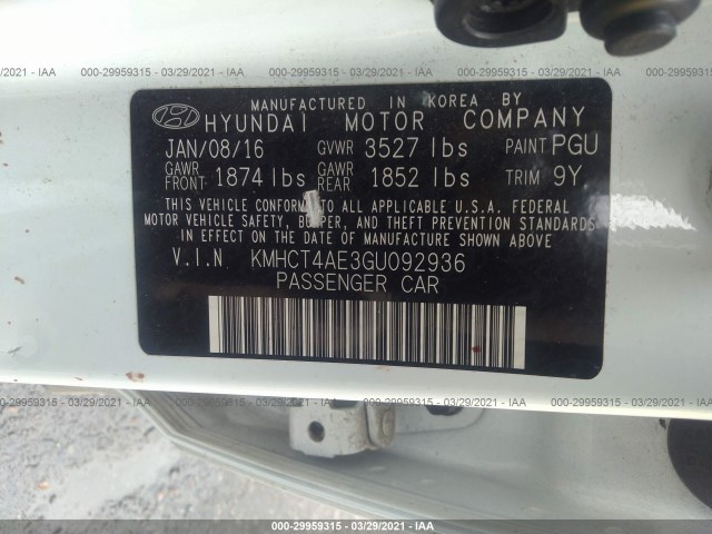 Photo 8 VIN: KMHCT4AE3GU092936 - HYUNDAI ACCENT 