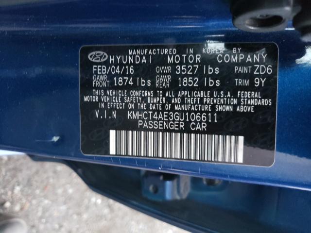 Photo 9 VIN: KMHCT4AE3GU106611 - HYUNDAI ACCENT SE 