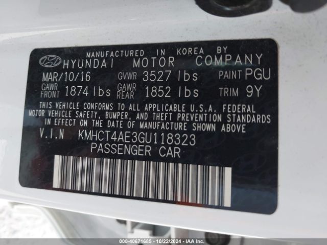 Photo 8 VIN: KMHCT4AE3GU118323 - HYUNDAI ACCENT 