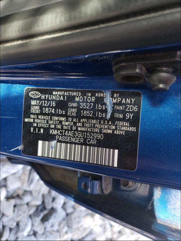 Photo 9 VIN: KMHCT4AE3GU152990 - HYUNDAI ACCENT SE 