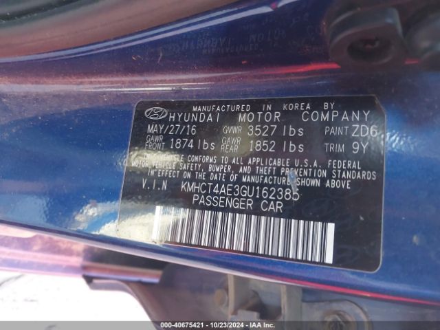 Photo 8 VIN: KMHCT4AE3GU162385 - HYUNDAI ACCENT 