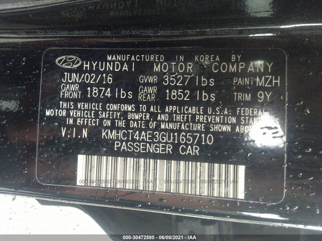 Photo 8 VIN: KMHCT4AE3GU165710 - HYUNDAI ACCENT 