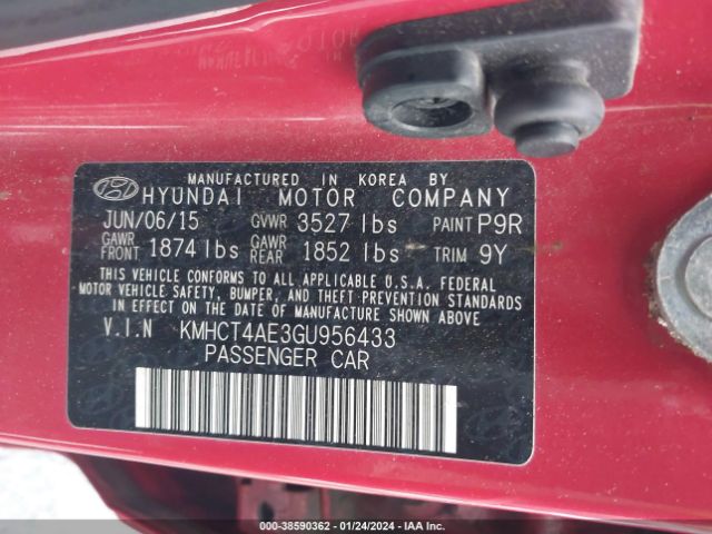 Photo 8 VIN: KMHCT4AE3GU956433 - HYUNDAI ACCENT 