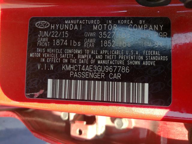 Photo 9 VIN: KMHCT4AE3GU967786 - HYUNDAI ACCENT SE 