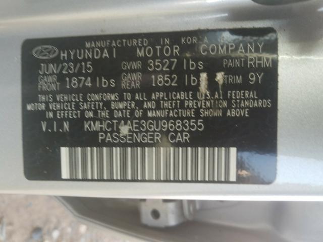 Photo 9 VIN: KMHCT4AE3GU968355 - HYUNDAI ACCENT SE 