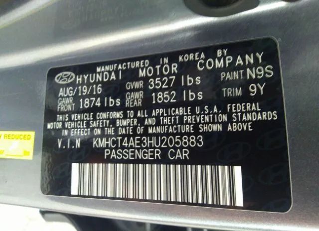 Photo 8 VIN: KMHCT4AE3HU205883 - HYUNDAI ACCENT 