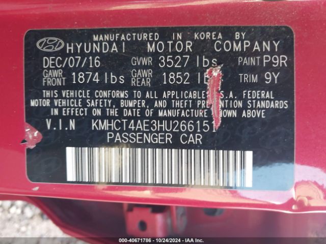 Photo 8 VIN: KMHCT4AE3HU266151 - HYUNDAI ACCENT 