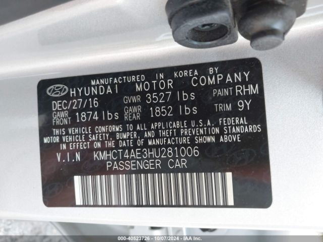 Photo 8 VIN: KMHCT4AE3HU281006 - HYUNDAI ACCENT 