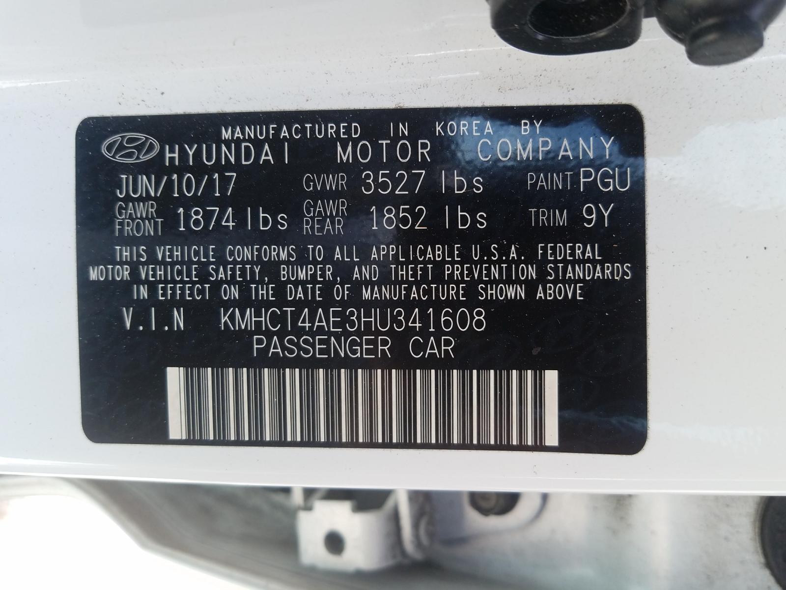 Photo 9 VIN: KMHCT4AE3HU341608 - HYUNDAI ACCENT SE 