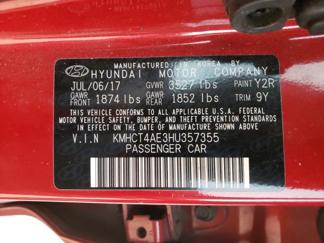 Photo 9 VIN: KMHCT4AE3HU357355 - HYUNDAI ACCENT SE 