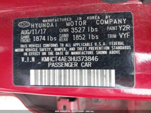 Photo 8 VIN: KMHCT4AE3HU373846 - HYUNDAI ACCENT 